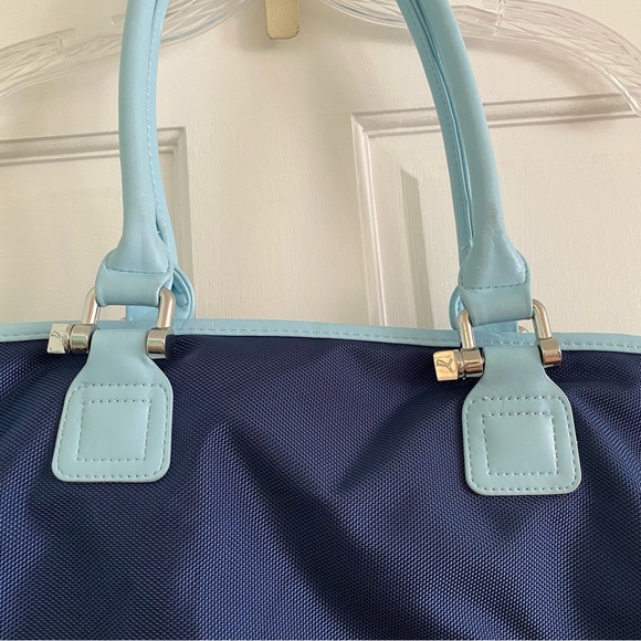 Puma Cartel Tote Bag Dark Blue with Light Blue Trim Silver Hardware Zipper NWT - Picture 5 of 16